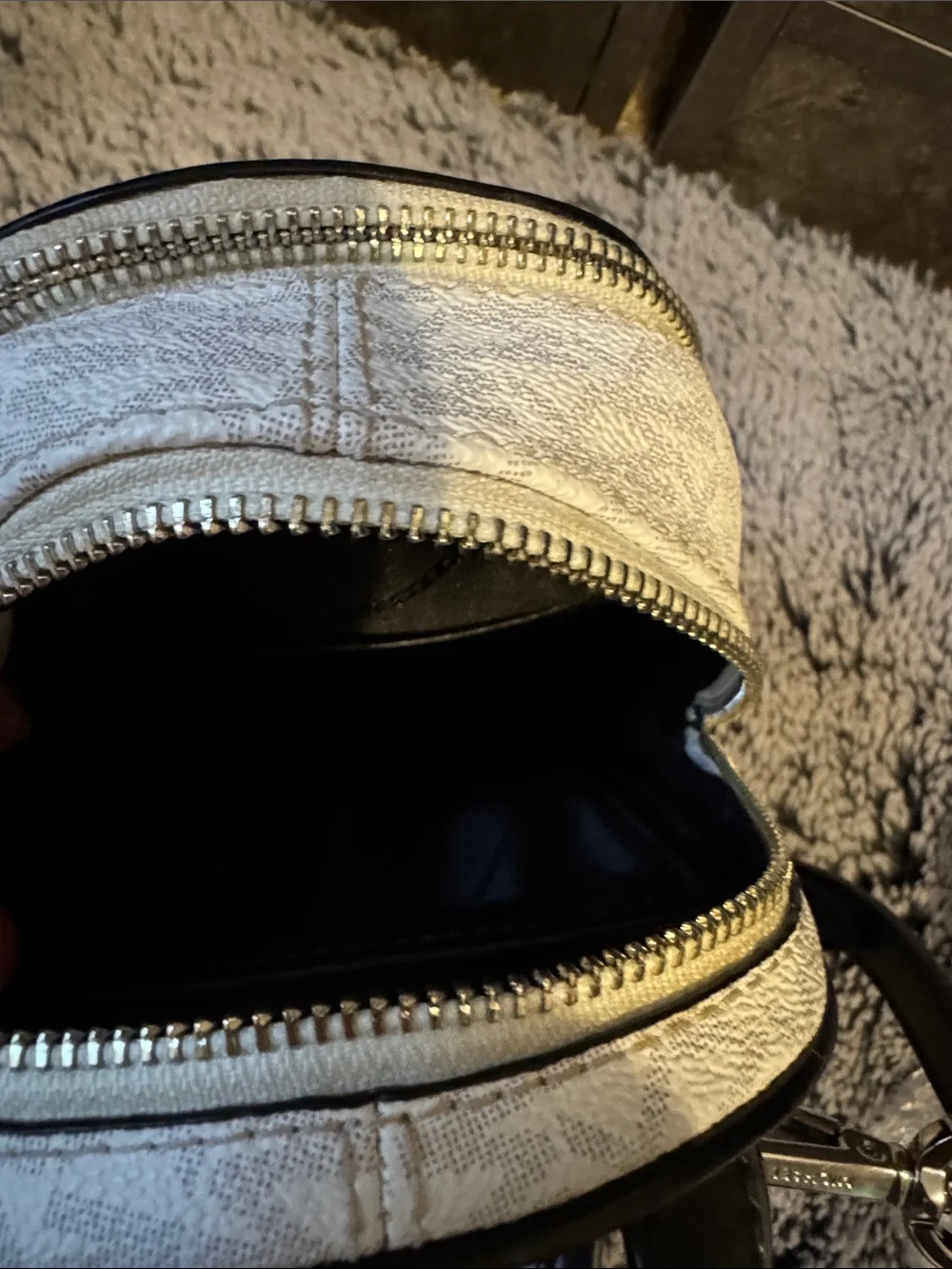 Michael Kors White and Black Logo Mini Backpack In Amazing Condition